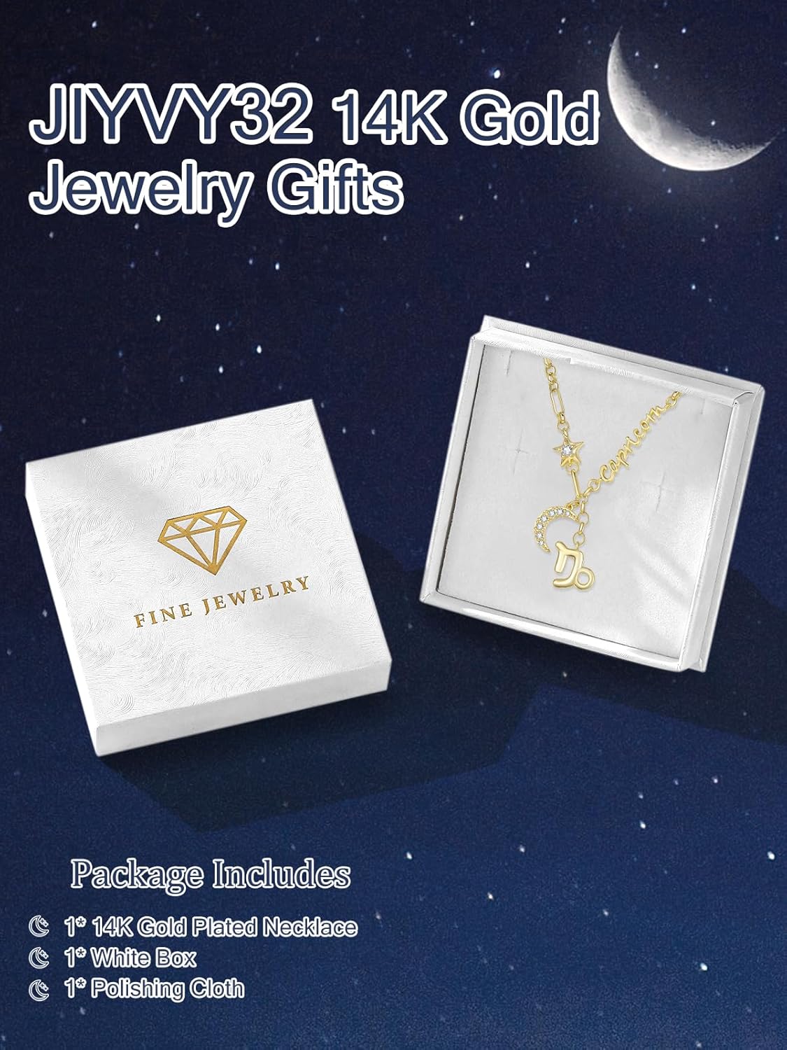 14K Gold/Rose Gold Zodiac Necklace for Women - Horoscope Constellation Pendant with Moon and Star, Luxury Birthday Gifts Jewelry for Her (12 Zodiac Signs) - Image 7