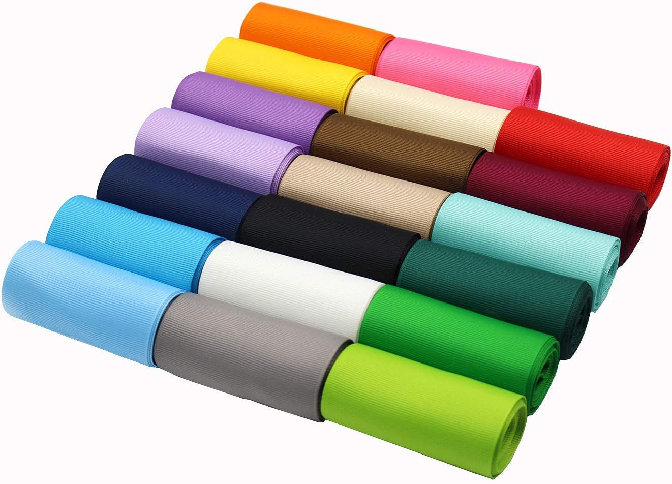 3 Inches Grosgrain Ribbons Fabric Ribbons, 20 Colors2 Yards Each Total 40 Yards , Boutique Ribbons for Gifts Wrapping, DIY Bow Hair Accessories