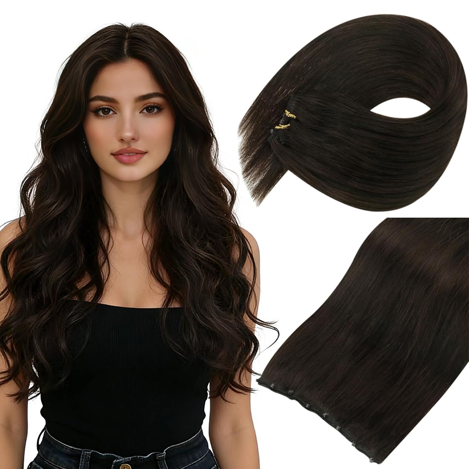 Sunny Hair Beaded Weft Hair Extensions Real Human Hair Brown Micro Weft Extensions Human Hair Dark Brown Beaded Wefts Human Hair Extension Short
