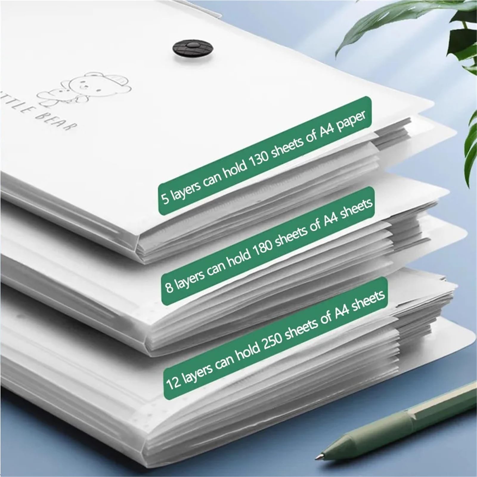 Carpeta Clasificadora Carpeta de archivos acordeón transparente | Bolsa impermeable for documentos A4, soporte de papel de prueba for oficina escolar(8 grids 12 grids-2)