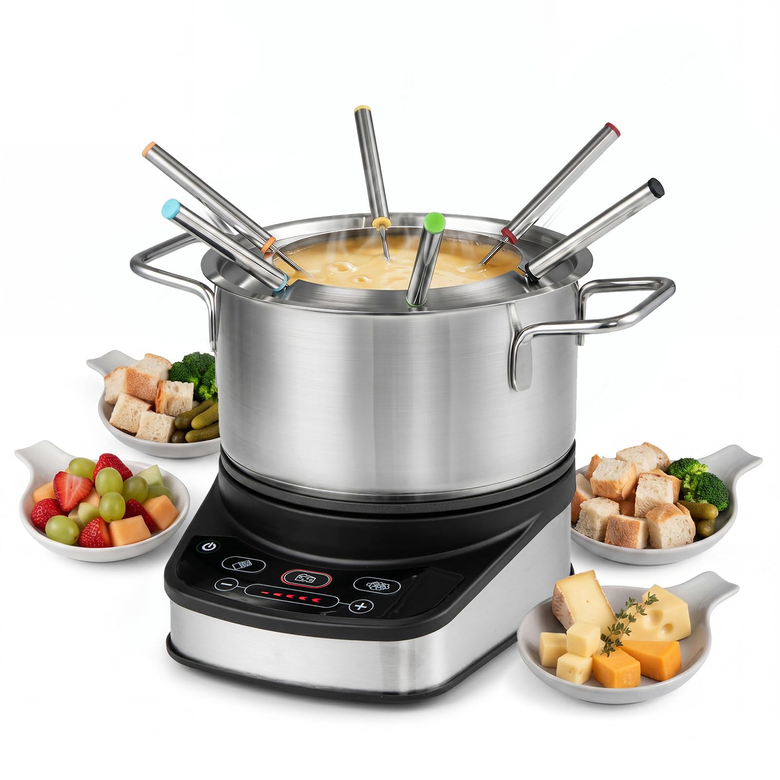 GIANTEX 1200W Fondue Eléctrica, Olla Eléctrica de Acero Inoxidable de 3 L