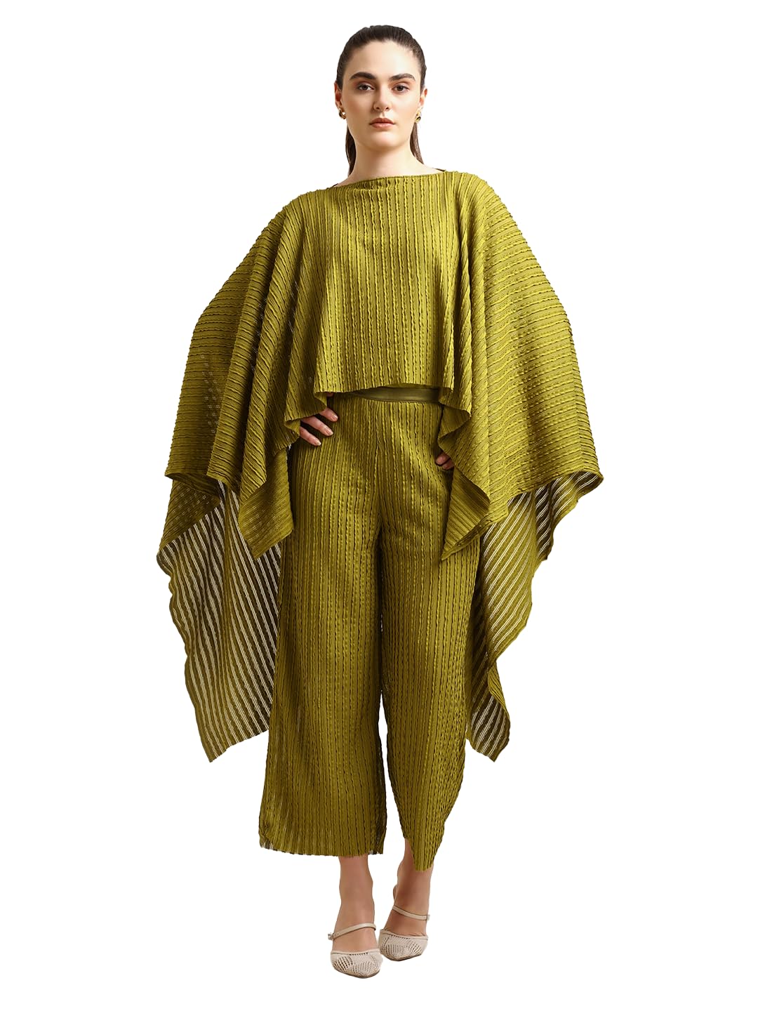 Women's Textured Cape | Stylish Open Front Layering Shrug | Elegant Lightweight Outerwear for Office, Casual, Travel Wear-image-30