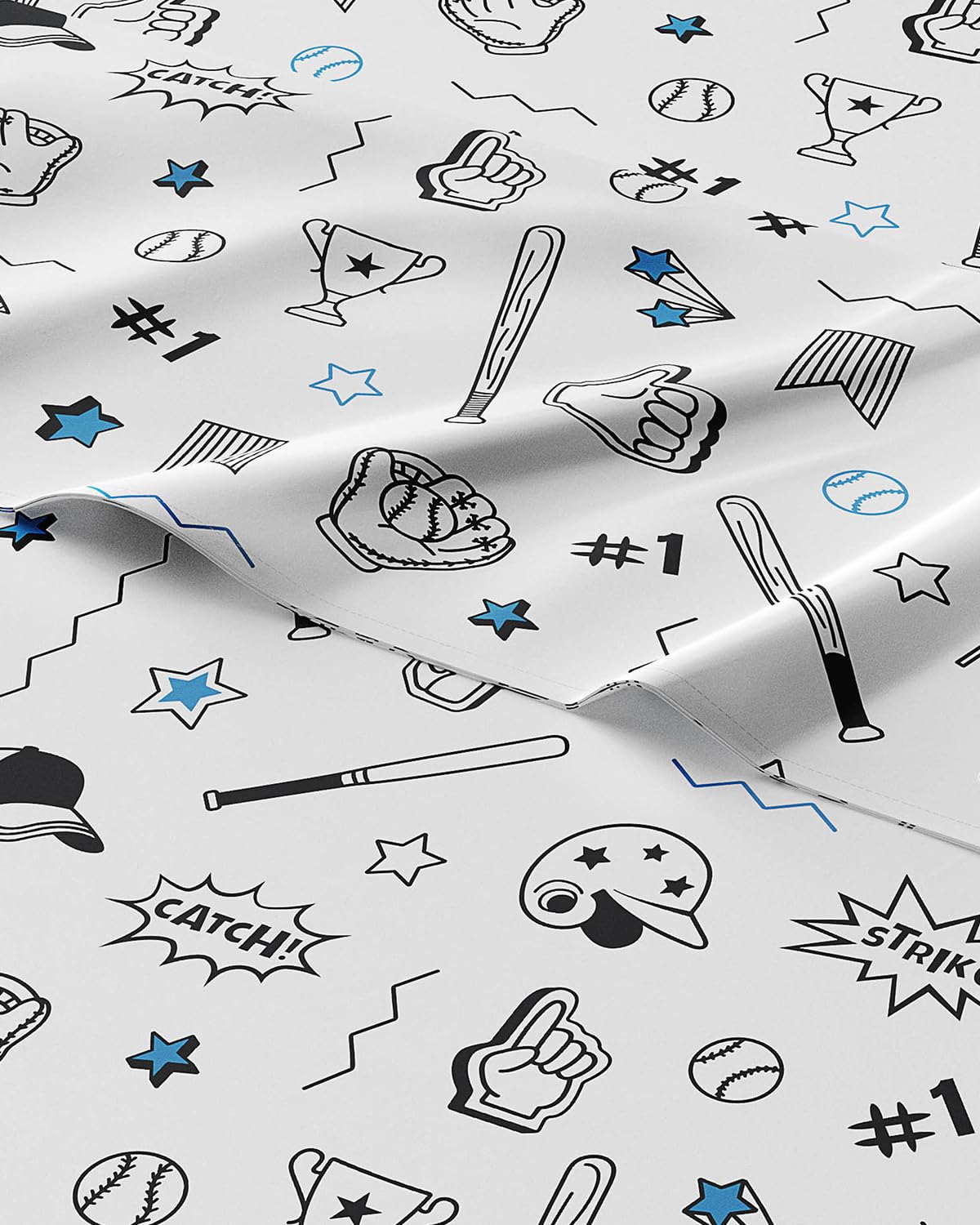 kids full bed sheets baseball - 4 piece baseball microfiber sheet set - sports themed bedding - soft, cute & cozy - breathable & machine washable - bat & ball bed set for boys, girls, teens & toddlers