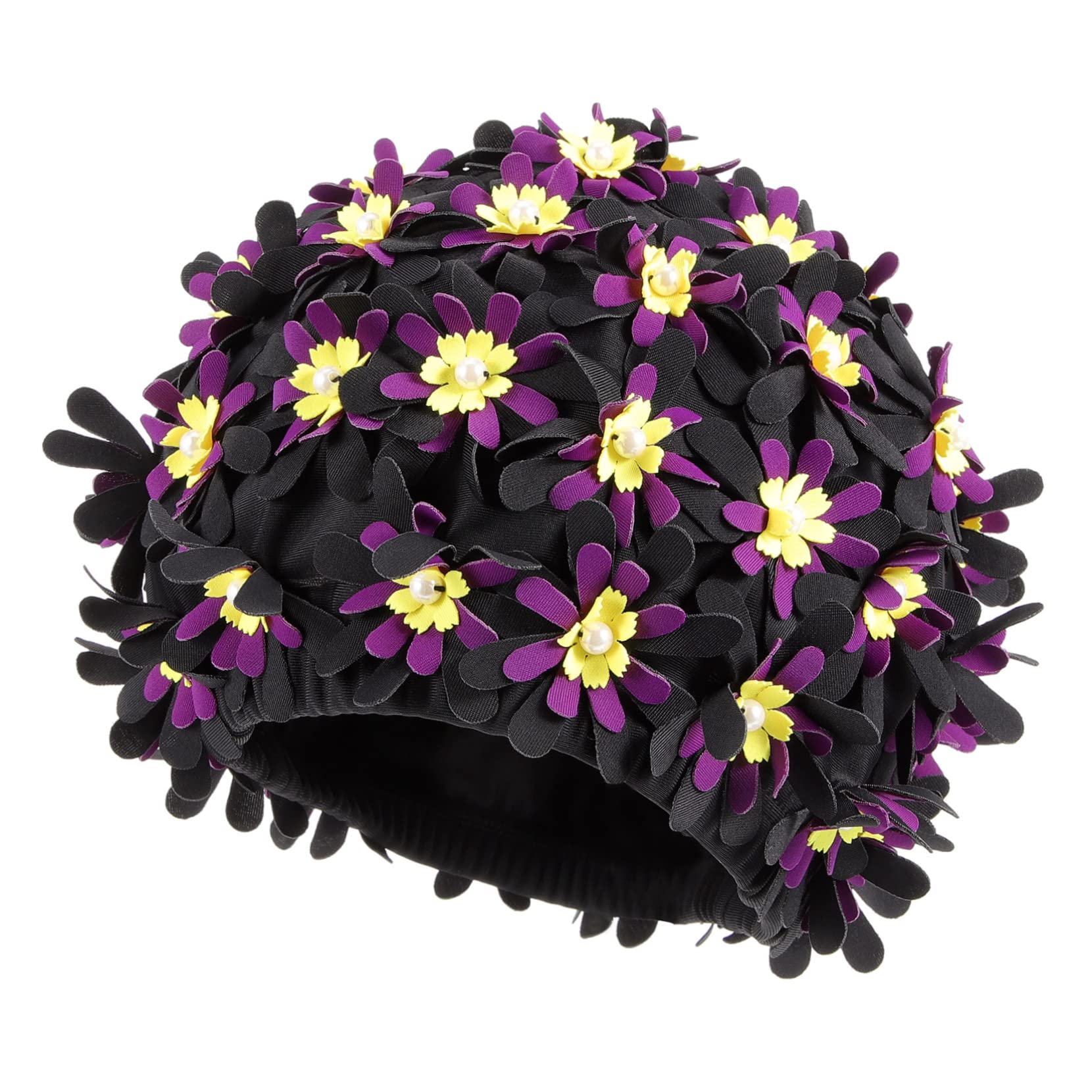Augmentez Le Chapeau de baignade des Fleurs Cheveux Bonnet de Bain Femme UV Long Bonnet de Bain Fleuri Chapeau de baignade en Tissu Bonnet de Bain à Fleurs Cap Polyester