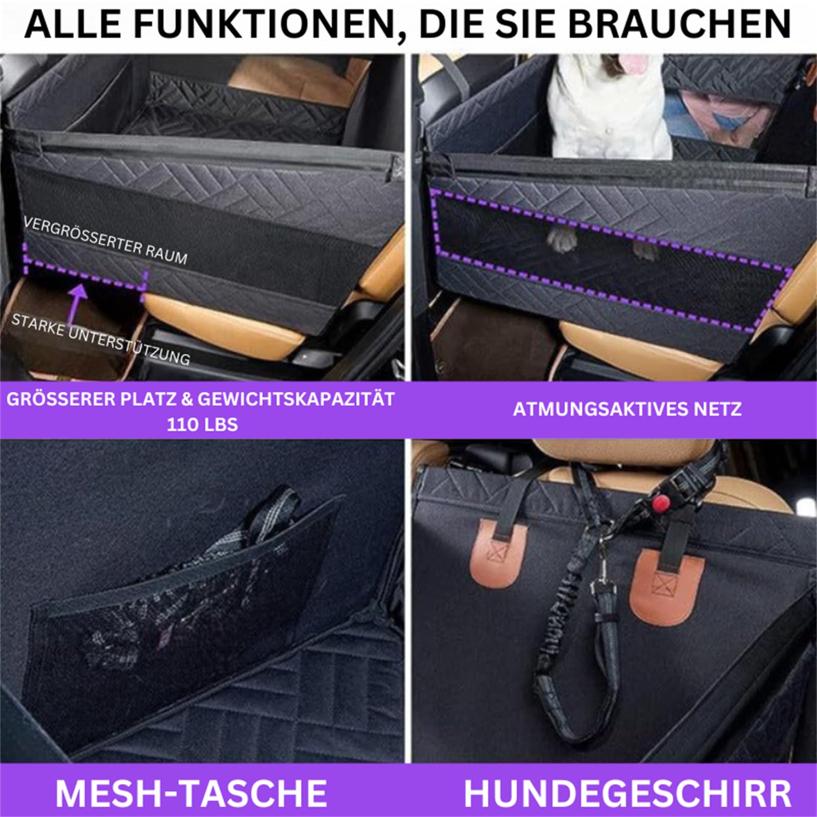 MEIION Pet bedarf-Plus - Coperta per cani con finestra a rete, impermeabile, per sedili posteriori di auto, camion e SUV