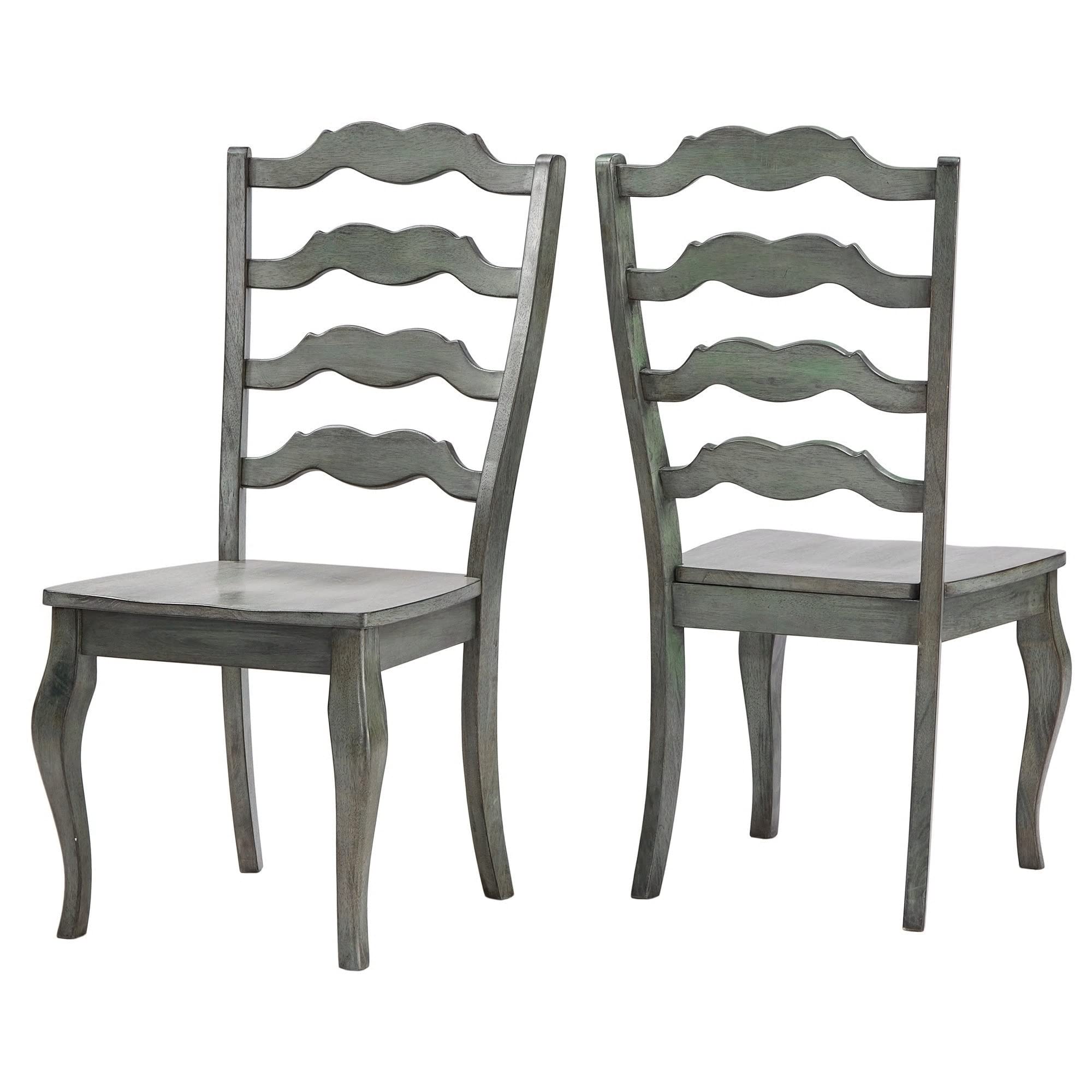 Inspire Q Eleanor Ladder Back Dining Chair (Set of 2) by Classic Antique Sage Green Antique, Wood Finish