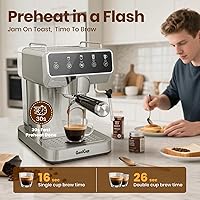 Vista 3 de Expresso - Cafeteras con pantalla táctil de 20 bares, máquina de espresso profesional con espumador de leche y agua caliente, cafetera de acero