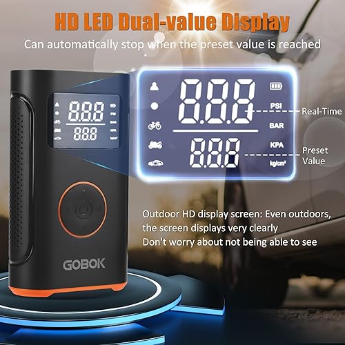 Miniatura 2 de Inflador de neumáticos Compresor de aire portátil con batería de 20000 mAh, bomba de aire inalámbrica de 160 PSI portátil, inflador de neumáticos