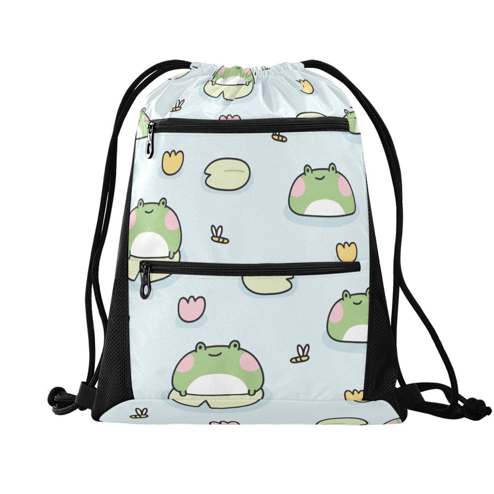 FRODOTGV Sweet Honey Pattern Cute Bees Happy Drawstring Backpack String Bag Outdoor Bag Sports Yoga Sackpack — image 1