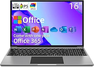 JUMPER Ordenador Portatil 16 Pulgadas FHD HD, 4GB RAM 128GB SSD, Celeron PC Portatil, hasta 2,5 GHz, 2.4G+5G WiFi, 1920 * 1200 IPS, Bluetooth4.0, USB 3.0×2, 365 Office 1 año, 2023