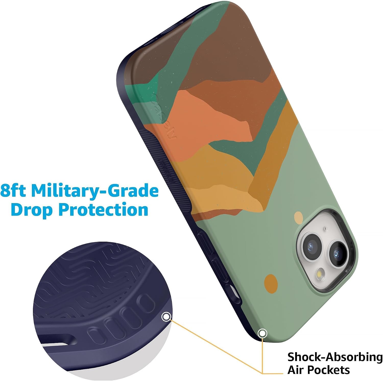 Casely iPhone 15 Case | Endless Peaks | Colorblock Mountain | Bold Protective Design | Compatible with MagSafe