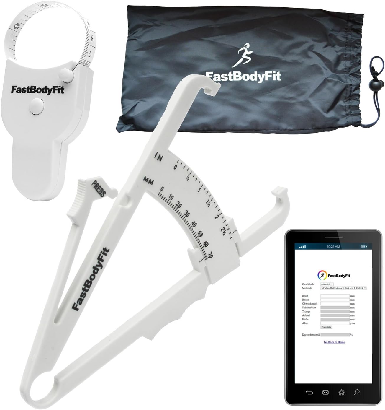 Measure Body Fat Pliers for Body Fat Percentage. Premium Design Easy to Use with Software and Video Instructions