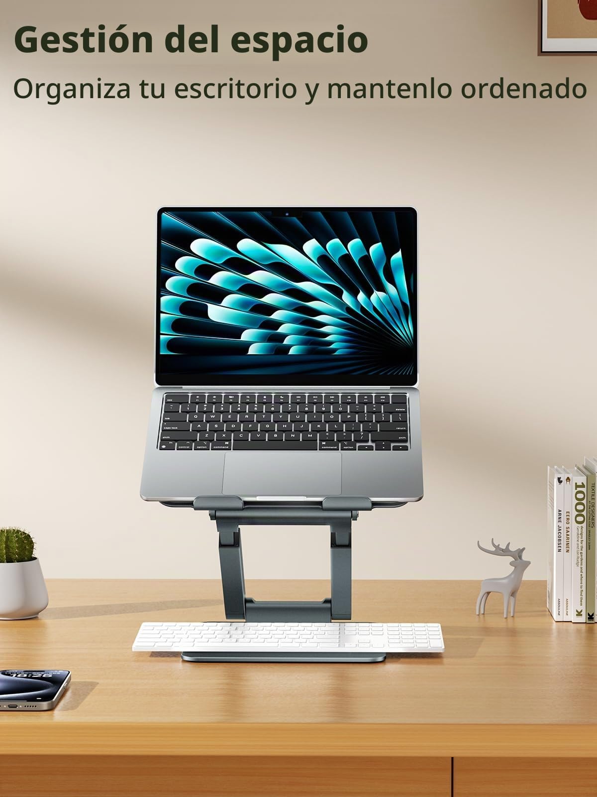 tounee Soporte PC Portátil, Soporte Ergonómico para Computadora, Altura Ajustable de 2.1"a 21", hasta 22 Libras, Compatible con MacBook, Todas Las computadoras Portátiles de 10-17 Pulgadas, Gris