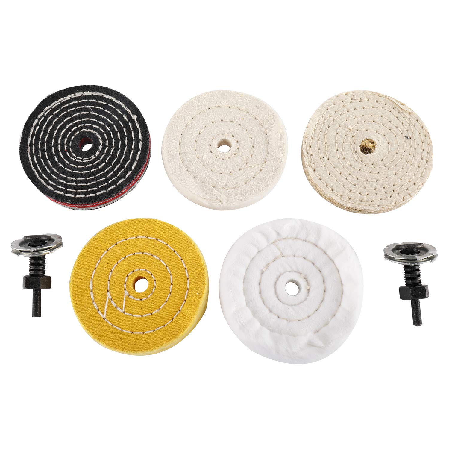 JUNLIXN 4'' Cotton Buffing Wheels, 4 Pcs 1/2'' Arbor Hole Abrasive - View #2