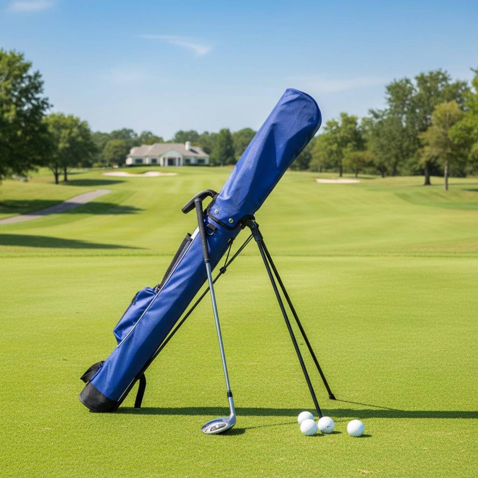 Standbag mit Netztasche wasserdicht Golf-Standbag tragbar Golfbag mit Standfuß für Driving Range, Grau