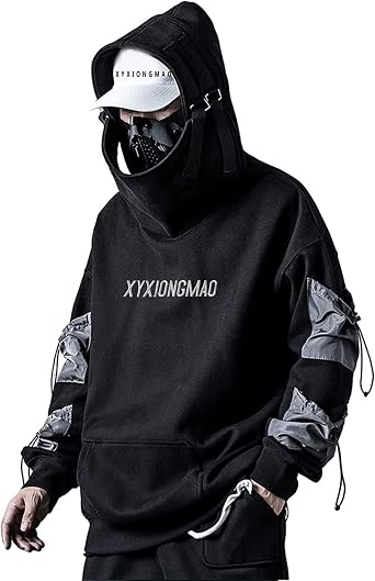 XYXIONGMAO Streetwear Techwear Hoodie Tactical Mens Black Urban Hip Hop Japanese Sweatshirt