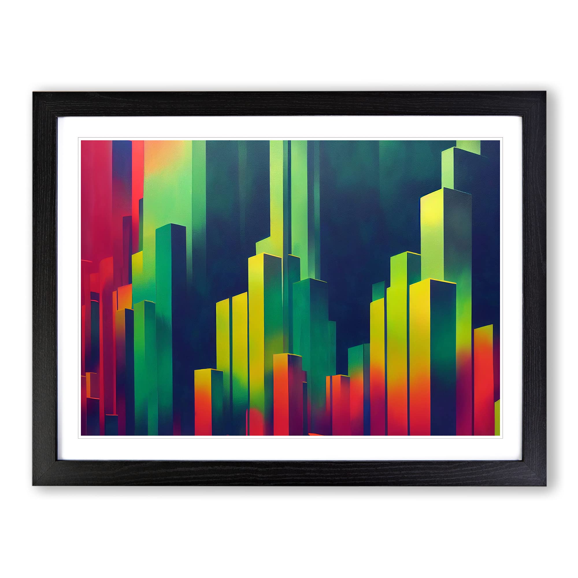 Supreme Skyscraper Skyline Abstract Framed Print, Black, A3 (46 x 34 cm)