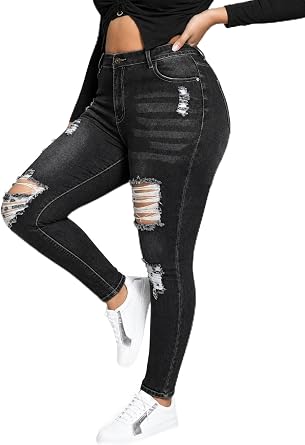 Lady Jeans Plus Size for Women High Waisted Stretchy Skinny Jeggings