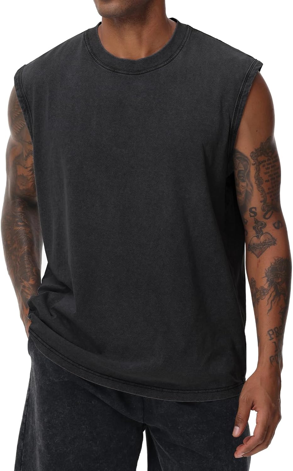 Mens Cotton Sleeveless Tank Tops Cut Off Muscle Gym T Shirts Running Beach Loose Fit Tees