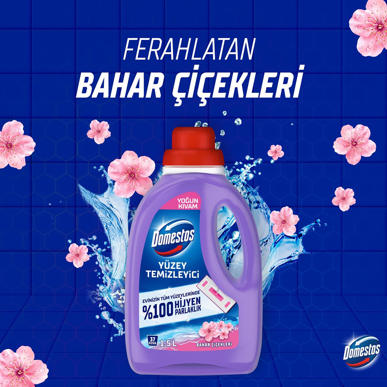 Domestos Yüzey Temizleyici Bahar Çiçekleri Maksimum Hijyen Tüm Yüzeyler için Yüzey Temizleyici 1500 ml
