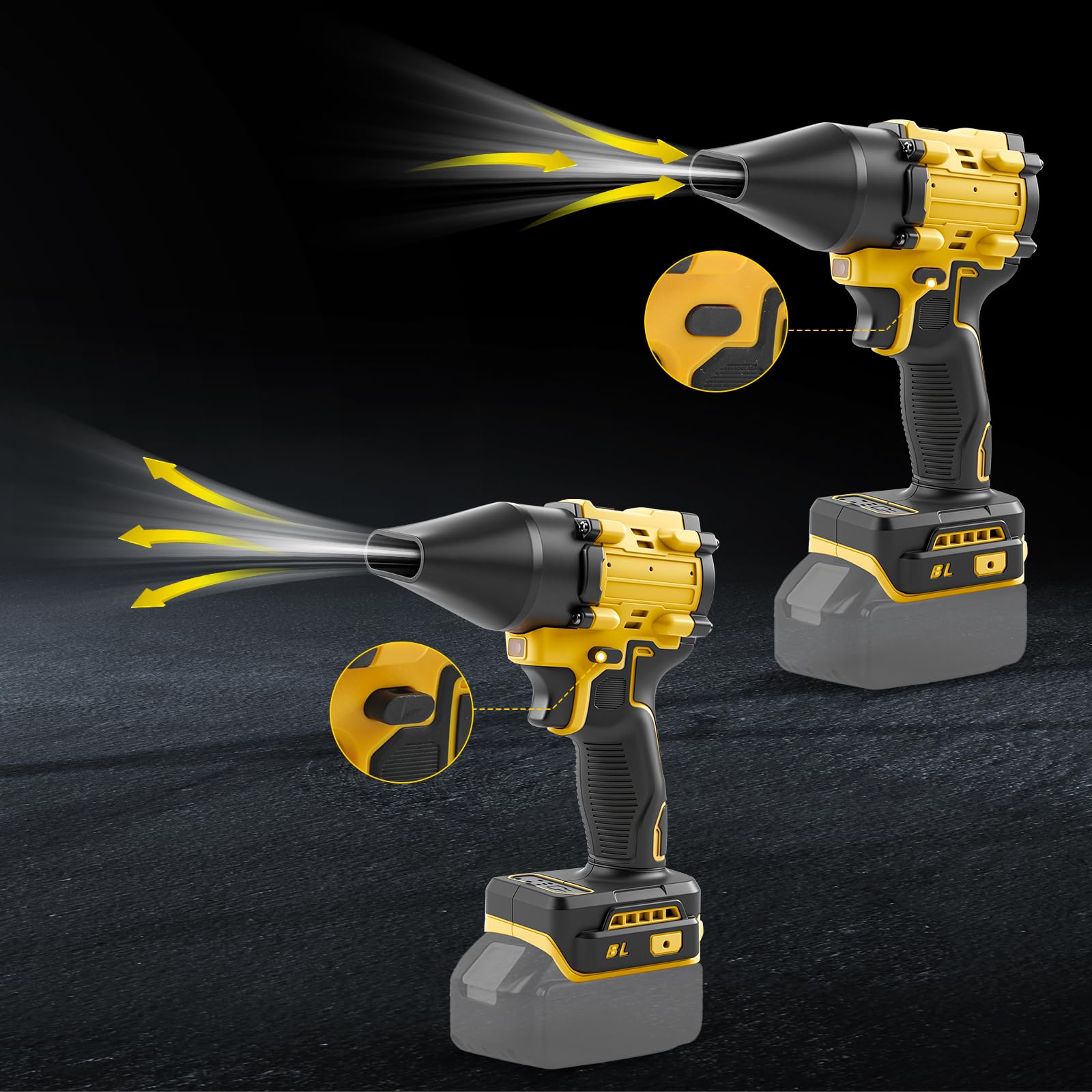 Souffleur sans fil et aspirateur à main 2 en 1 compatible avec Dewalt 20V batterie (Aucune pile), 150W Dépoussiéreur à air comprimé sans balais, Aspirateur portable avec 5 buses pour voiture, maison