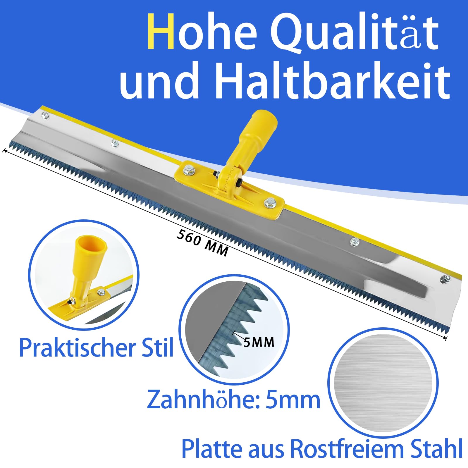 VKE Bodenbeschichtung Entlüftungsroller Set, Stachelwalze Ausgleichsmasse, Entlüftungswalze 11 mm, Nagelschuhe 30 mm, Edelstahl Stehrakel und Teleskopstange 162 cm (mit Farbrolle und Spachtel)