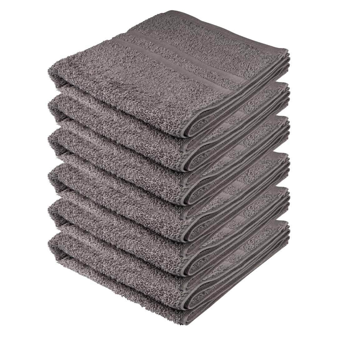 Clinotest 6er Luxus Handtücher-Set 50x100cm – 100% Baumwolle, Hotelqualität, 450g/m² – Weich, Hohe Saugfähigkeit, Langlebig, Schnelltrocknend, Perfekt für Spa, Badezimmer & Hotels, Grau