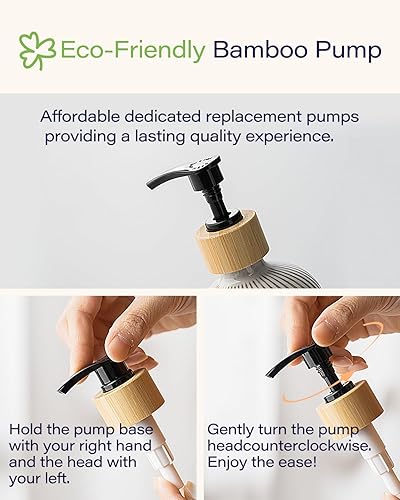 Miniatura 4 de Getstar Juego de 2 dispensadores de jabón para manos y platos, dispensador de jabón de cerámica para baño y cocina con bomba y bandeja a prueba de