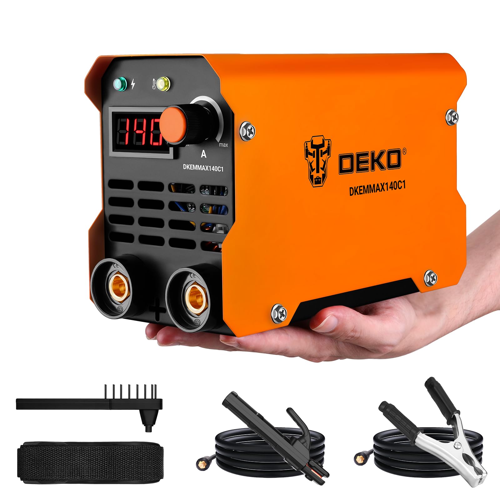 DEKO 140A 220V MMA ARC Inverter Welder for Home Repairs, Metal Welding Machine, DIY, Bicycle Repair with Adjustable Shoulder Strap for Welder