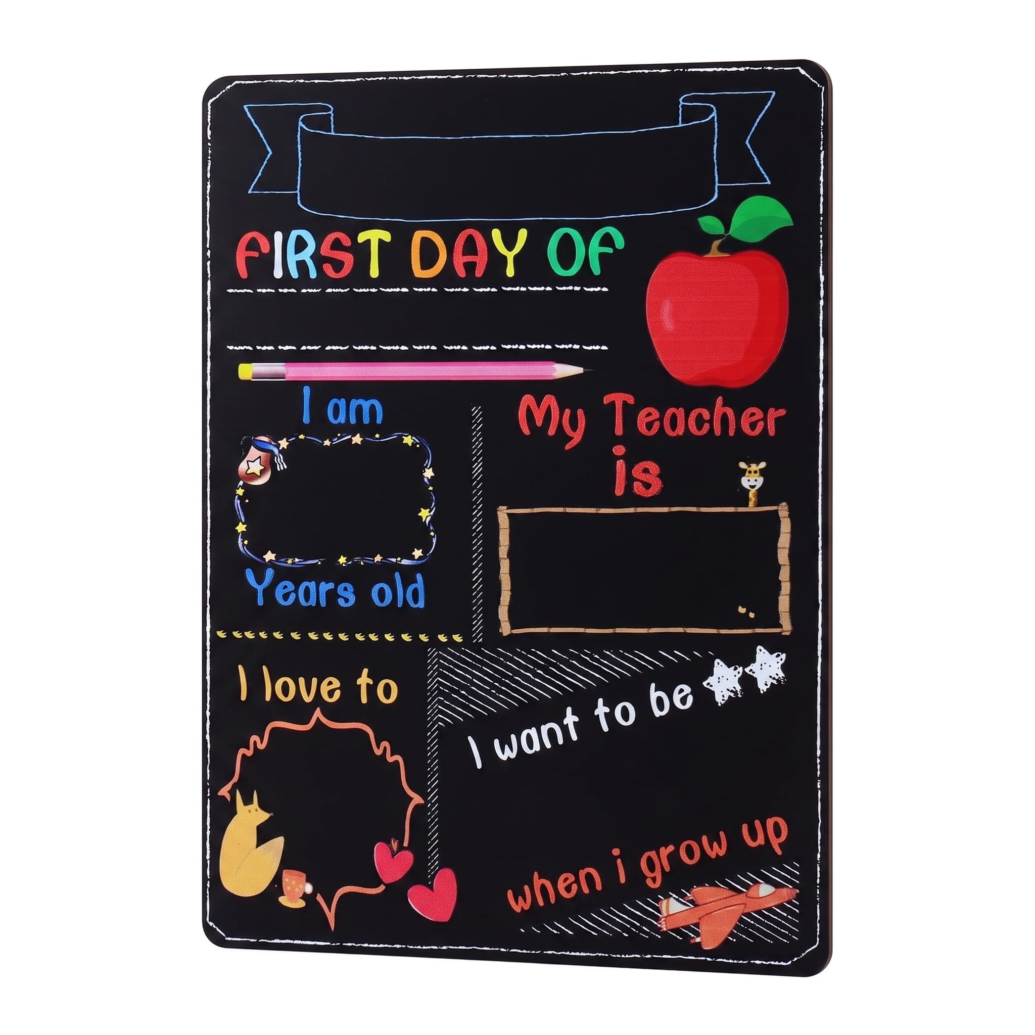 First Day of School Board, Double Sided First and Last Day of School Board, Reusable Back to School Milestone Chalkboard Photo Prop, Gift for Nursery Kindergarten Preschool Boys Girls