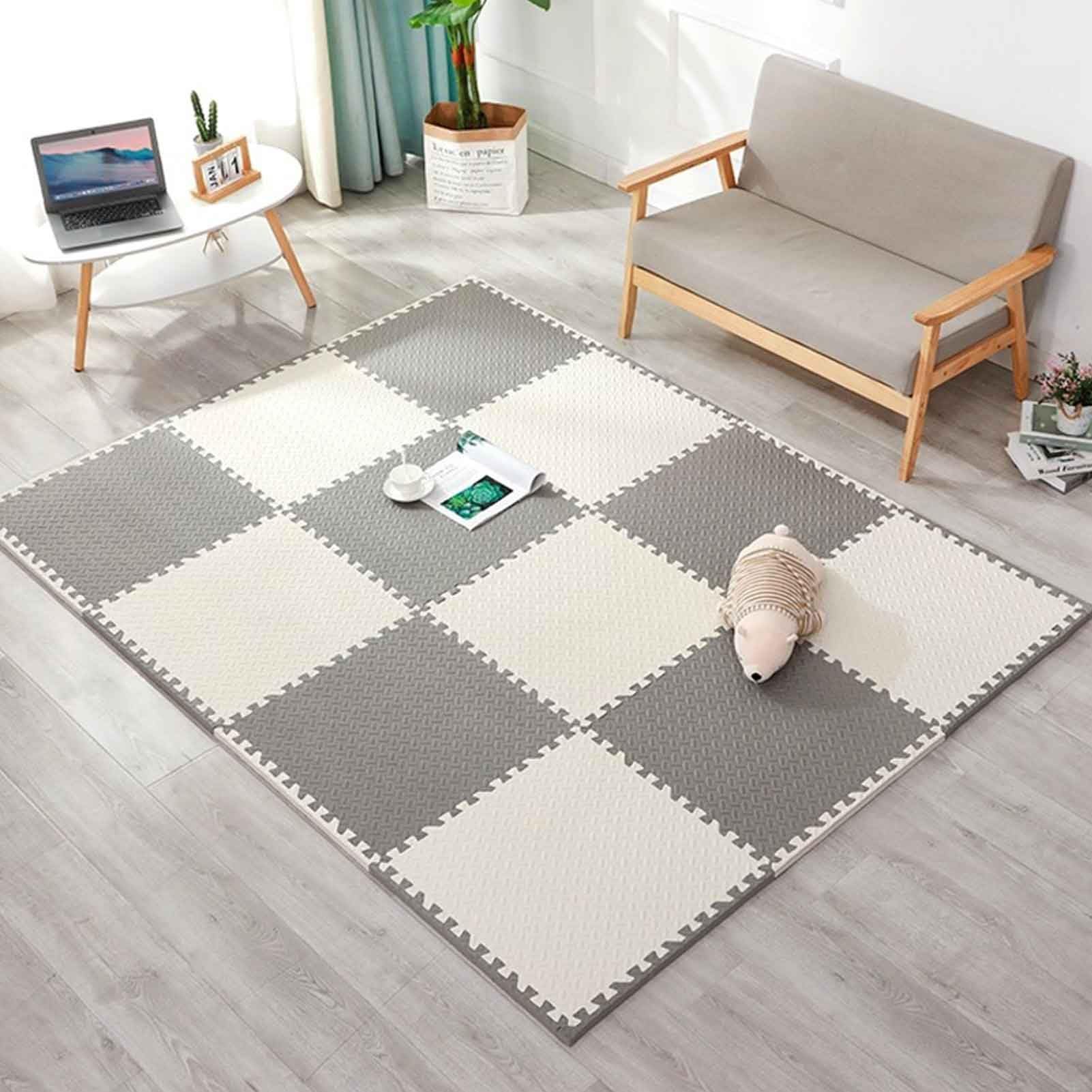 Tappetino per allenamento, 9 pezzi di tappetini in schiuma per esercizi ad incastro, piastrelle per pavimenti in EVA puzzle di spessore 2,5 cm 60x60 cm