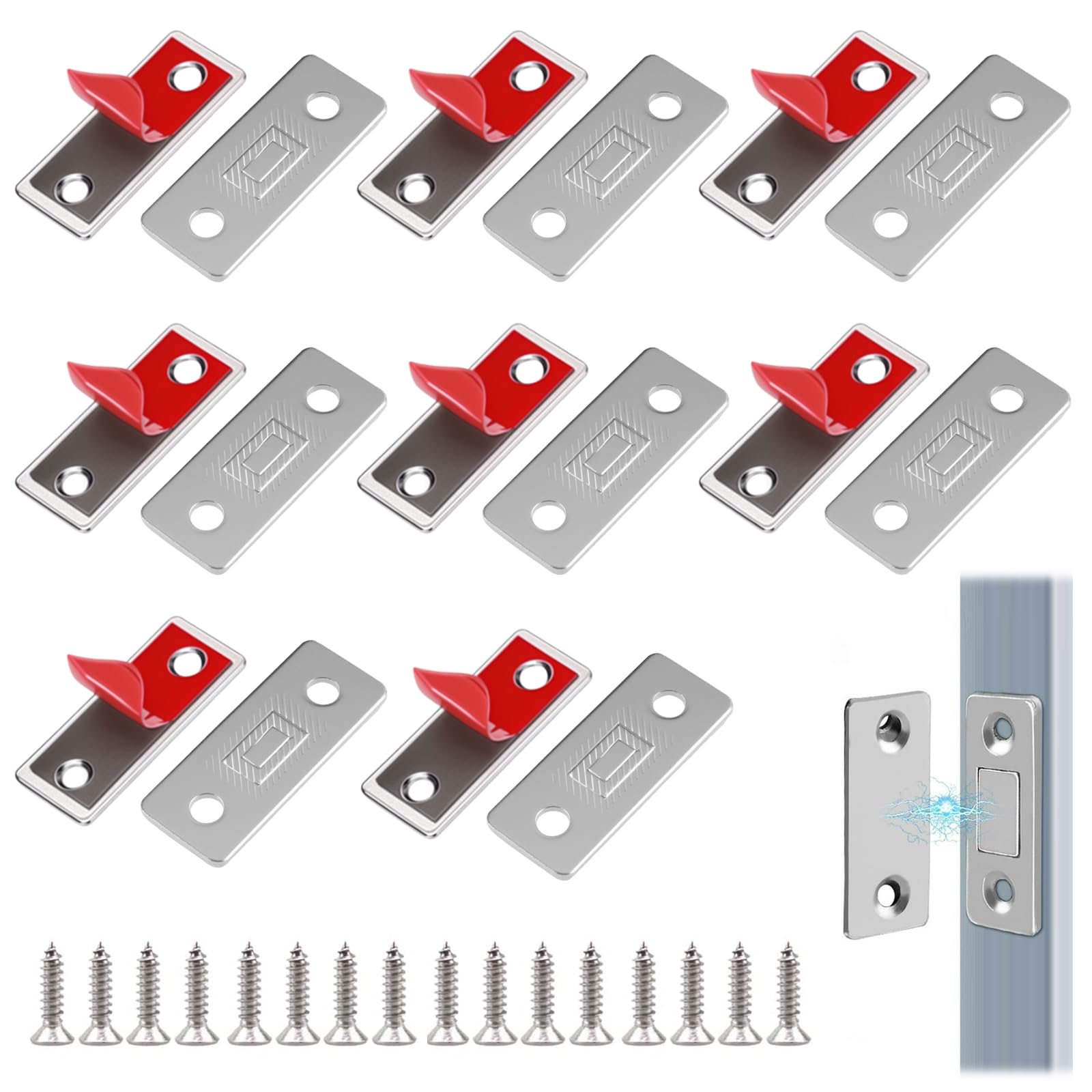 4 Calamite Sottili A Forma Di L, Per Chiudere Cassetti E Porte Scorrevoli, Spessore 1.5 Mm, Fissaggio A Viti O Adesivo