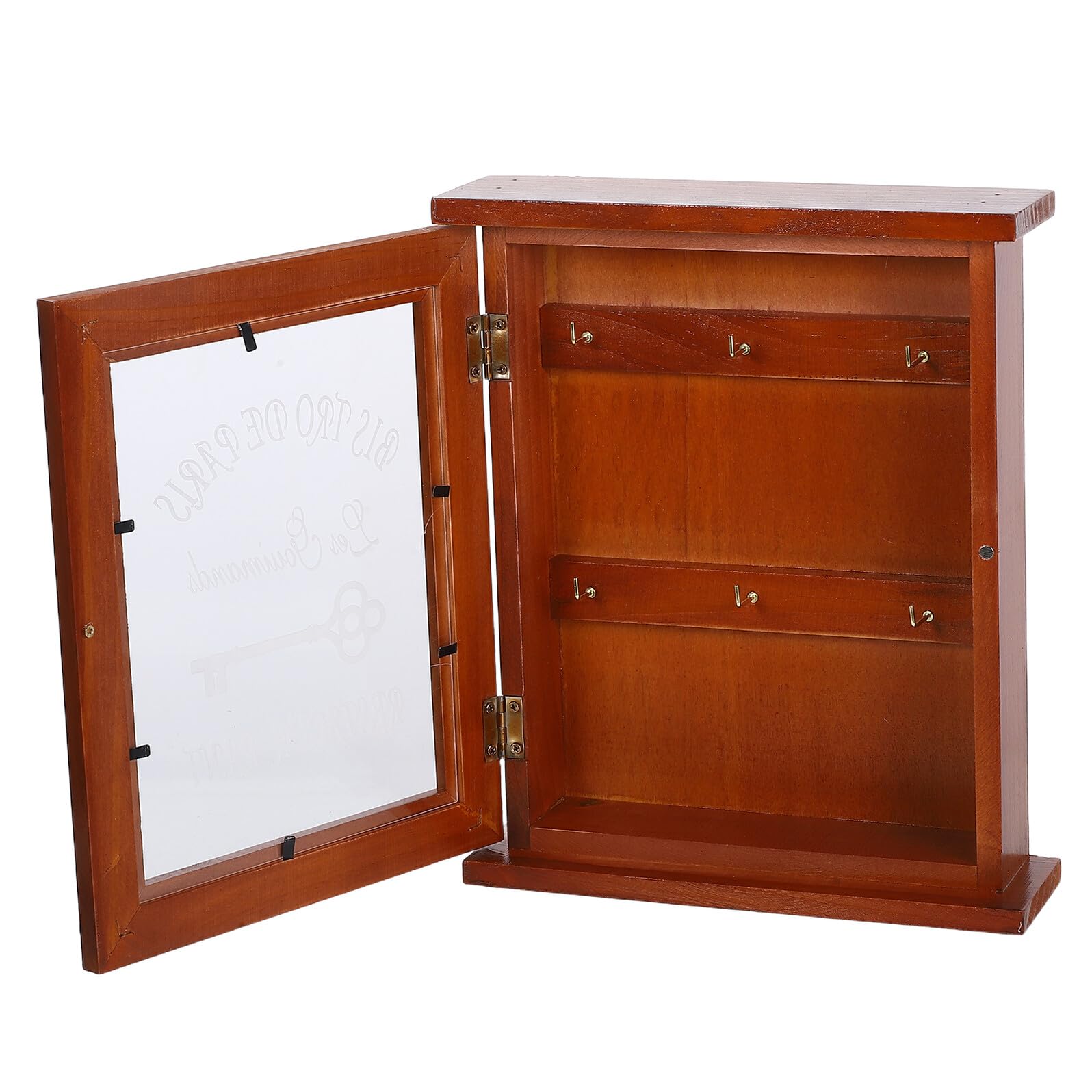 Caja de llaves de pared Healeved en madera marrón vintage y vidrio