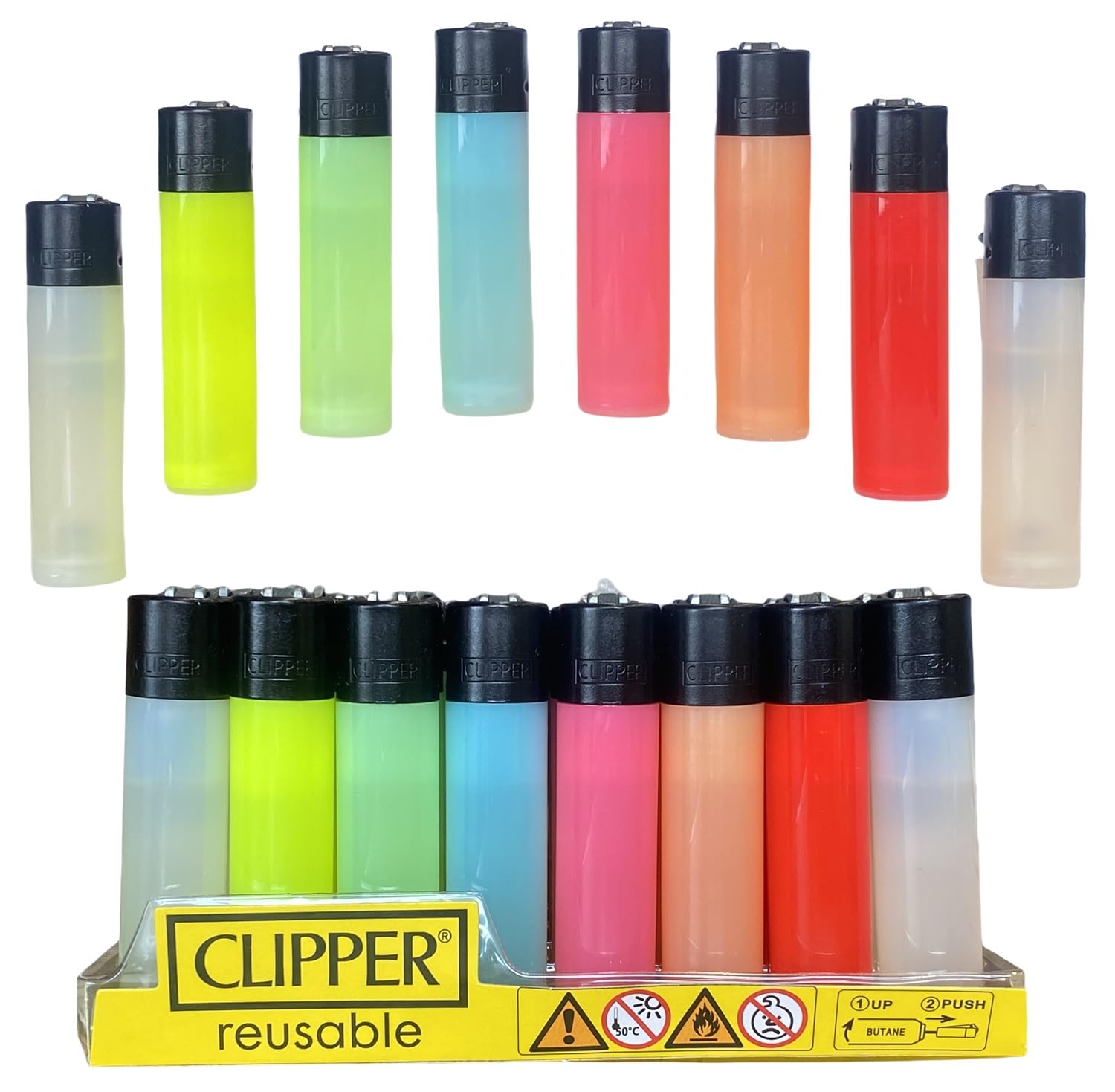 48 Mecheros encendedores de Colores Classic Large Grande Clipper (translúcido)