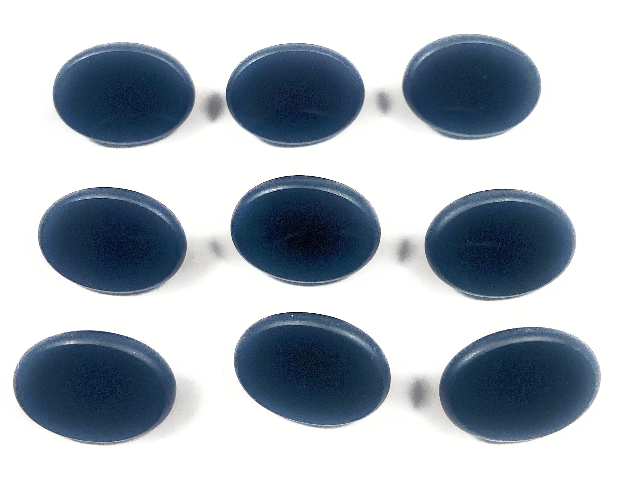 9 Jet Glass Black Buttons Set -Oval Shape 5/8'' 16mm for ,Blouses , Shirts Etc