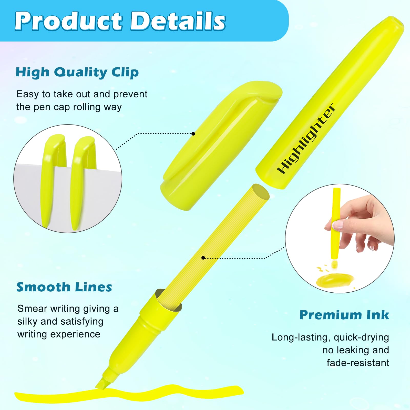 Duchong 108-Count Highlighters Bulk Pack - Chisel Tip, Fluorescent Yellow, For Office, School & Planning - View #9