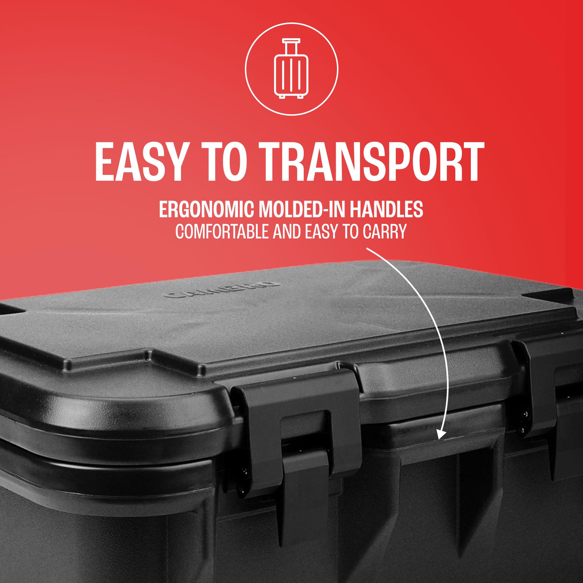 Cambro Portador de alimentos con aislamiento - Caldera profunda de 6 pulgadas y calentador de alimentos para catering y transporte - Top Load S-Series (negro)