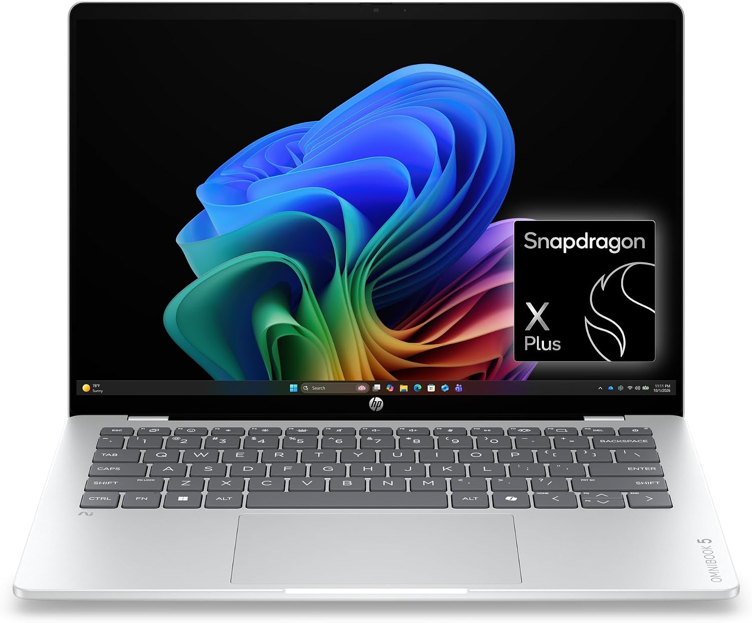 HP Laptop OmniBook 5 14 inch Next Gen AI PC, 2K OLED Display, Snapdragon X Plus, 16 GB RAM, 512 GB SSD, Wi-Fi 6E, Adreno GPU, Windows 11 Home, Copilot+ PC, 14-he0006ca