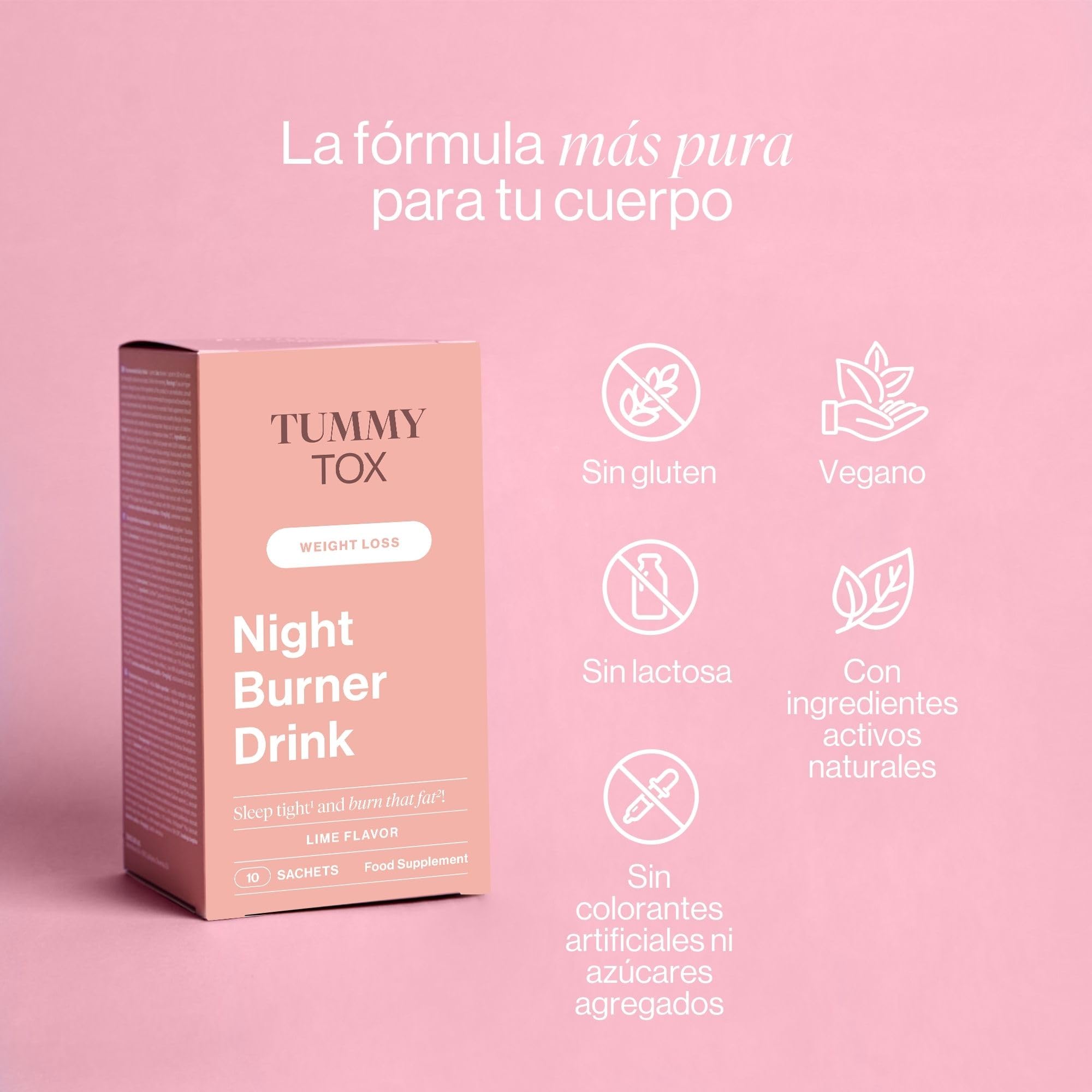 Tummy Tox Night Burner Drink Colina Garcinia Cambogia Algarroba 30 sobres Sabor Lima