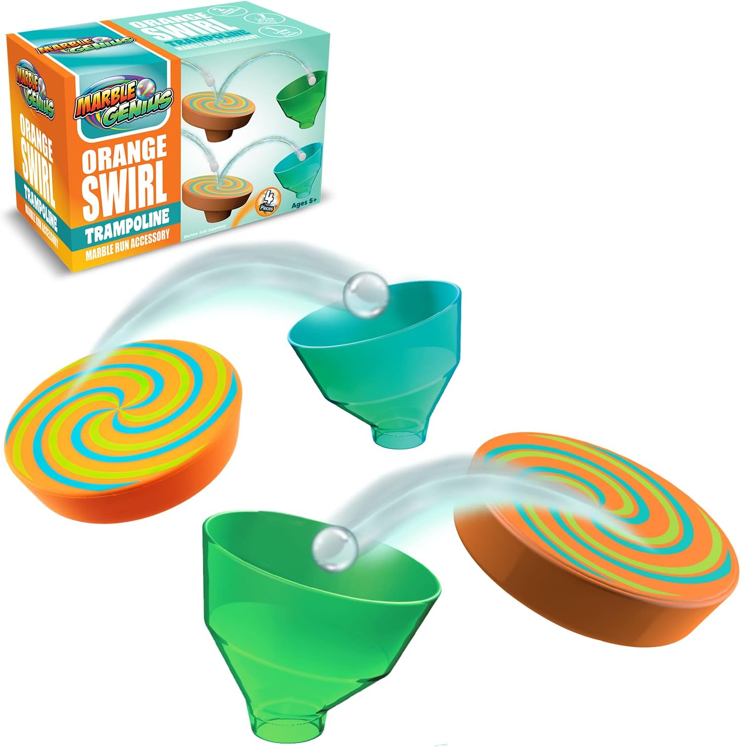 Marble Genius 4Piece Stunts Trampoline Set Orange Swirl