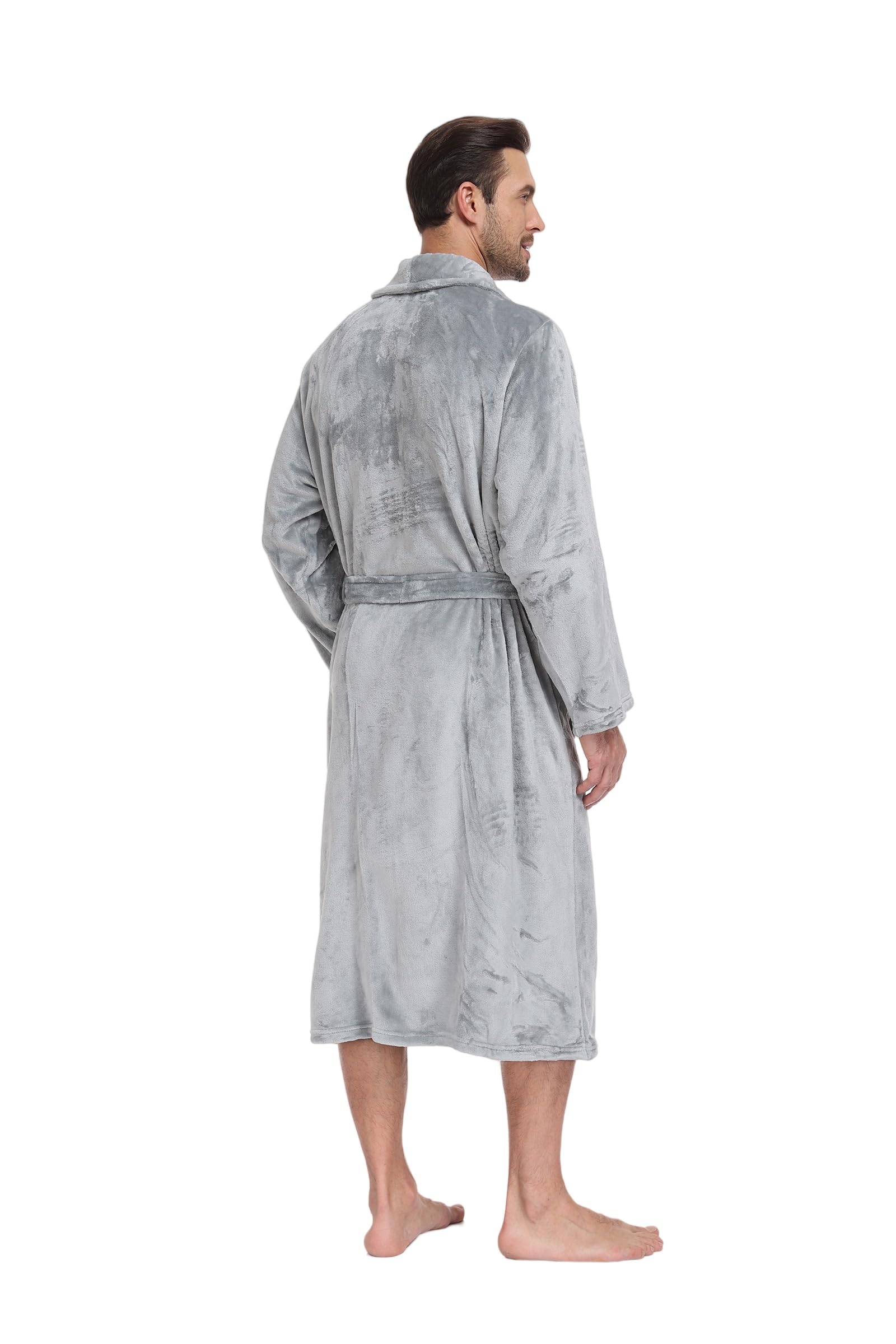 RONGTAI Peignoir long en peluche douce et chaude pour homme