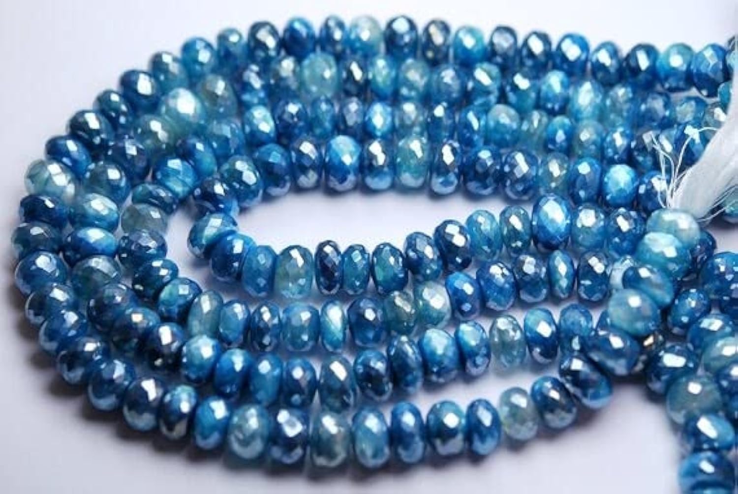 Rondelles facettées en pierre de lune mystique bleu ciel de 7-8mm pour bijoux haut de gamme