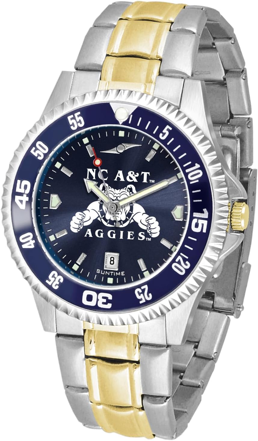 SunTime North Carolina A&T Aggies Men's Competitor Steel Watch Two-Tone Gold/Silver with Anochrome Dial