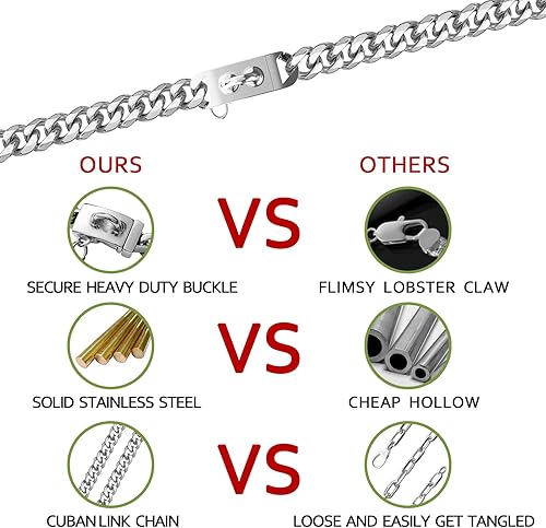 Miniatura 6 de Collar de perro de cadena de plata para cachorros, niñas y niños, collares para perros pequeños, medianos y grandes, collar de perro sin tirones