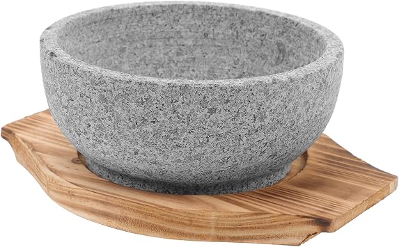Korean Bibimbap Stone Bowl High-temperature Resistant Natural Stone Serving Dish with Tray for Korean Cuisine Reusable Capacity for Home Restaurant Use