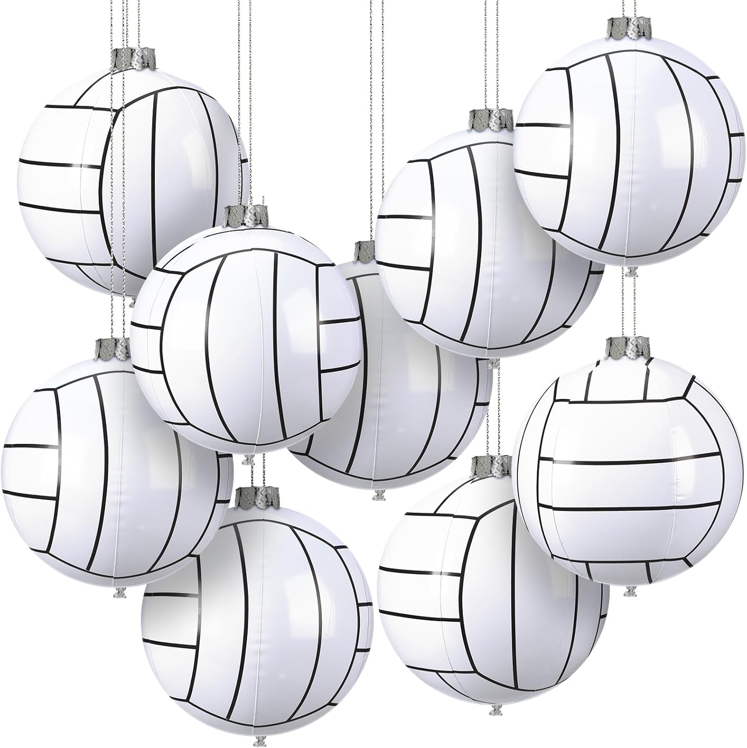 Hiboom 9 Pcs 12 Inch Outdoor Volleyball Party Decorations - Hanging Inflatable Large PVC Sport Theme Ornaments for Outside Holiday Yard Lawn Porch Party Supplies