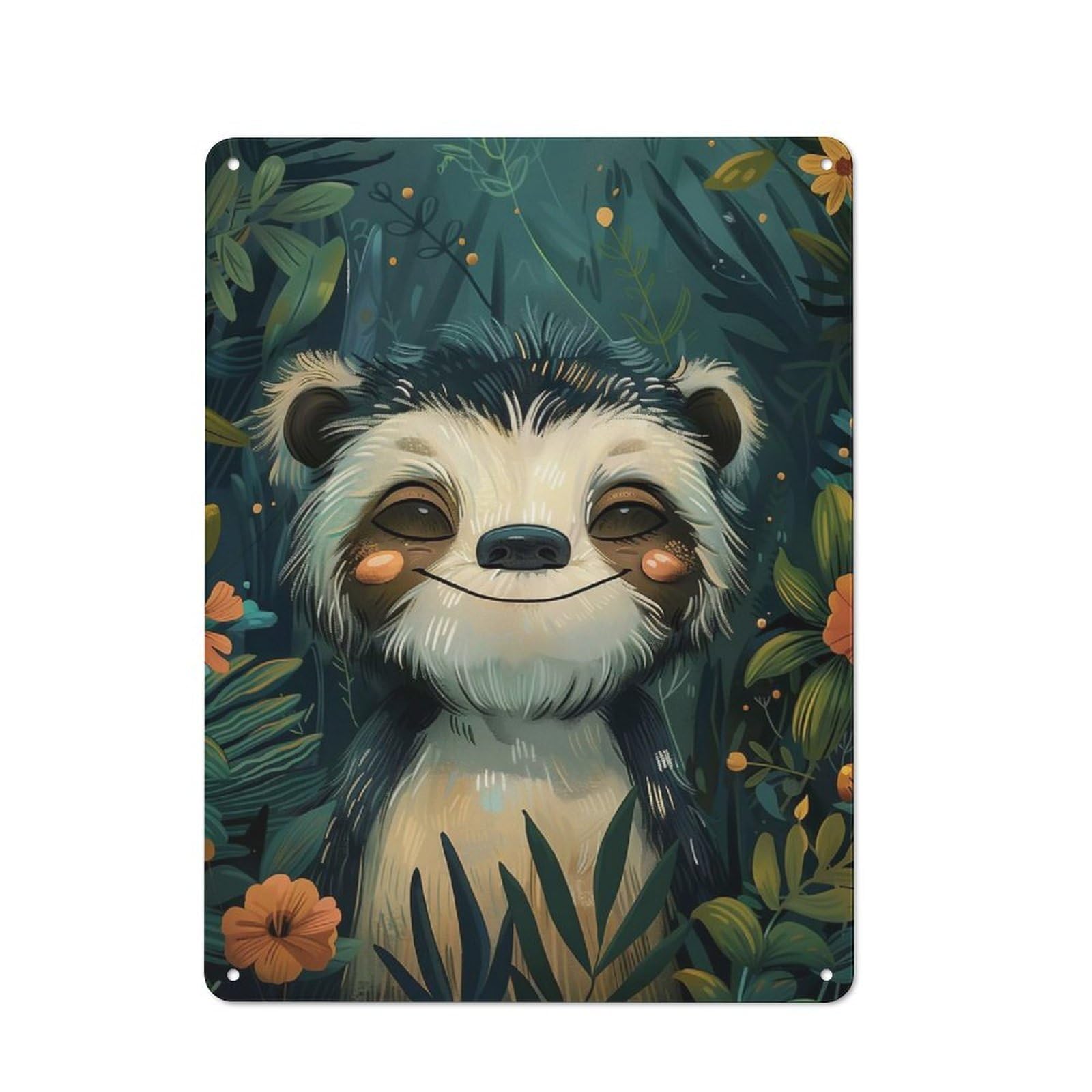 Junmoney Cute Watercolor Sloth Distressed Look Metal Wall Art Sign 40X30cm Featuring Old Style Wall Plaque For Lounge, Study, Pub Or Wall Gallery