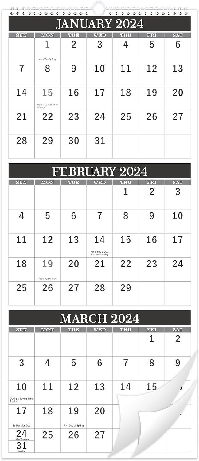 2024 Wall Calendar JAN.2024 DEC.2024, 3 Month Calendar