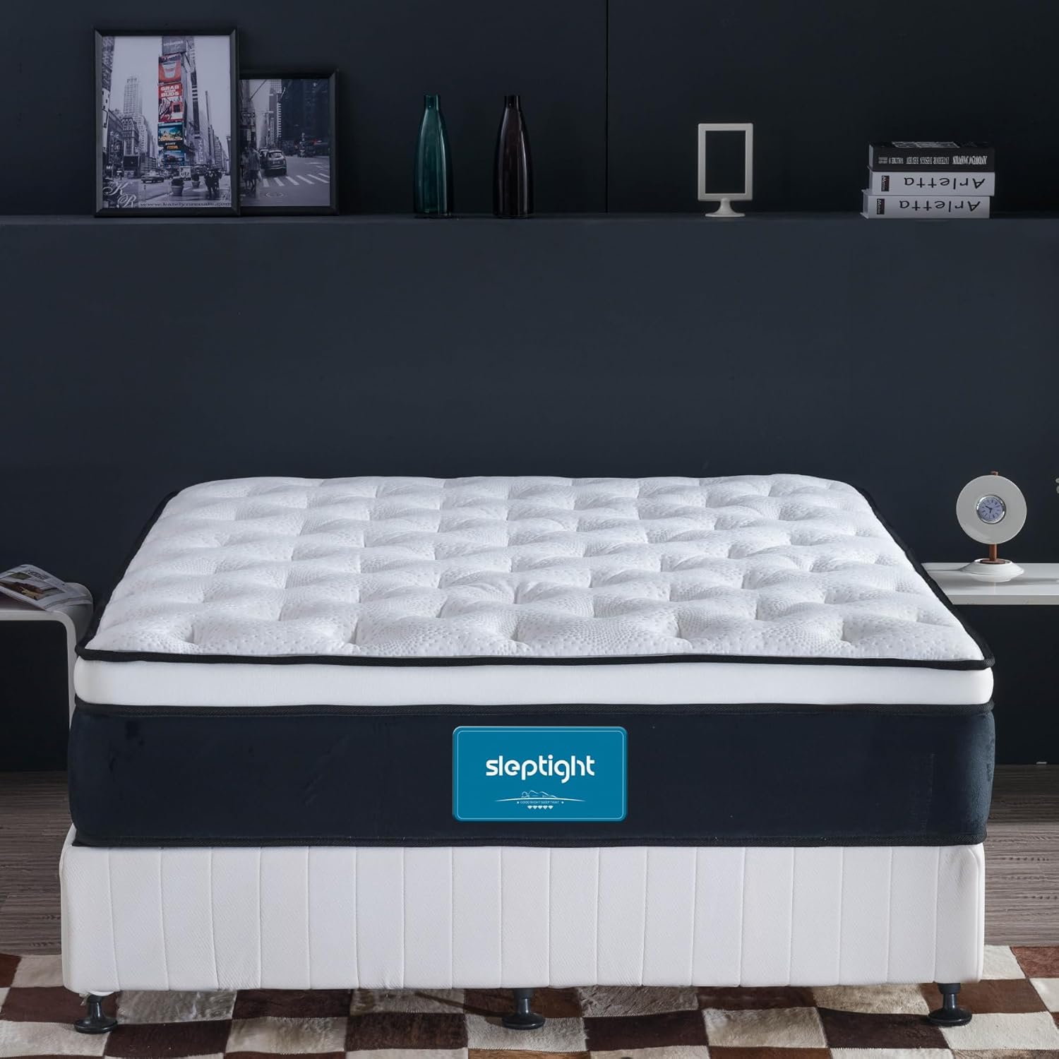 Queen Mattress, 12 Inches Pillow Top Hybrid Queen Mattress in a Bag, Memory Foam Pocket Spring Bed for Medium Firm Support
