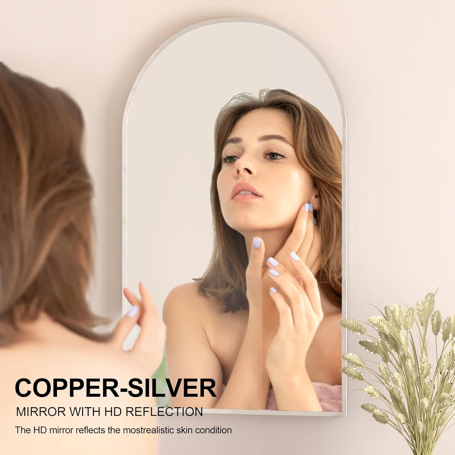 埋め込み式薬キャビネット バスルーム用、つや消しニッケル アーチ型薬キャビネット ミラー付き アーチミラー薬キャビネット 収納付き